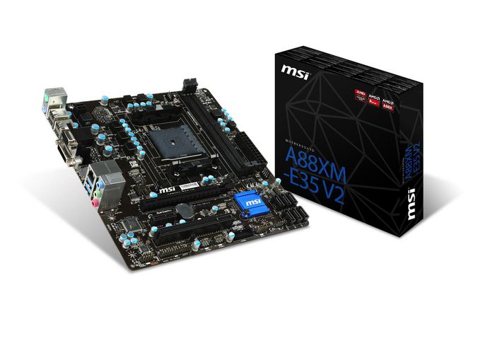 MSI A88XM-E35 V2 - micro ATX Socket FM2+ AMD A88X USB 3.0 Gigabit LAN onboard graphics (CPU required) HD Audio (8-channel) - W125922511