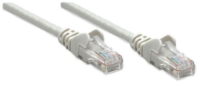 Intellinet Network Patch Cable, Cat5e, 15m, Grey, CCA (Copper Clad Aluminium), U/UTP (cable unshielded/twisted pair unshielded), PVC, RJ45 Male to RJ45 Male, Gold Plated Contacts, Snagless, Booted - W125299884