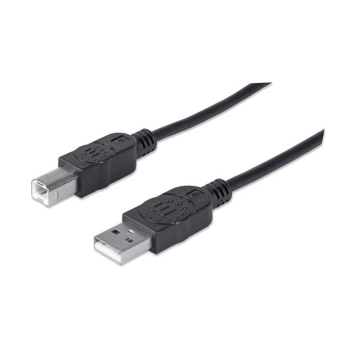 Manhattan USB 2.0, Type A mâle vers Type B mâle, 480 Mbps, 1.8 m, noir - W124908916