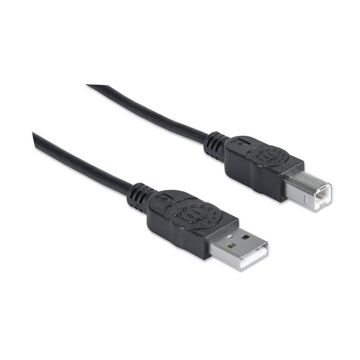 Manhattan USB 2.0 Cable, USB-A to USB-B, Male to Male, 1.8m, Black, Polybag - W124908916