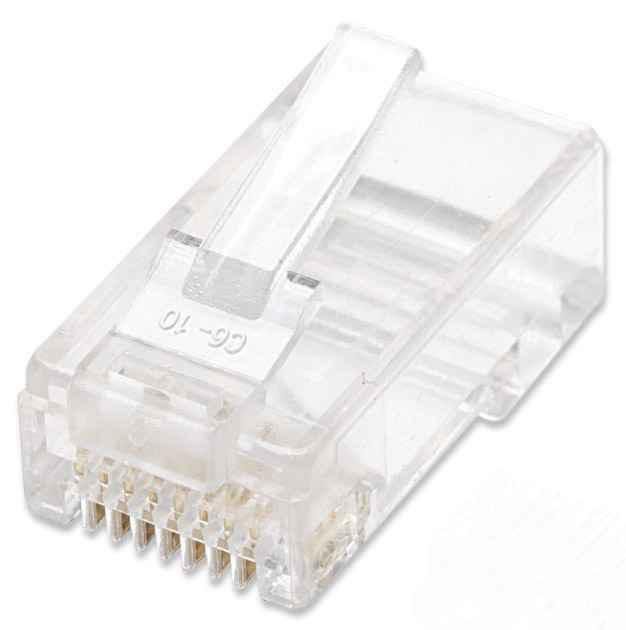 Intellinet RJ45 Modular Plugs, Cat5e, UTP, 2-prong, for stranded wire, 15 µ gold plated contacts, 100 pack - W124534573