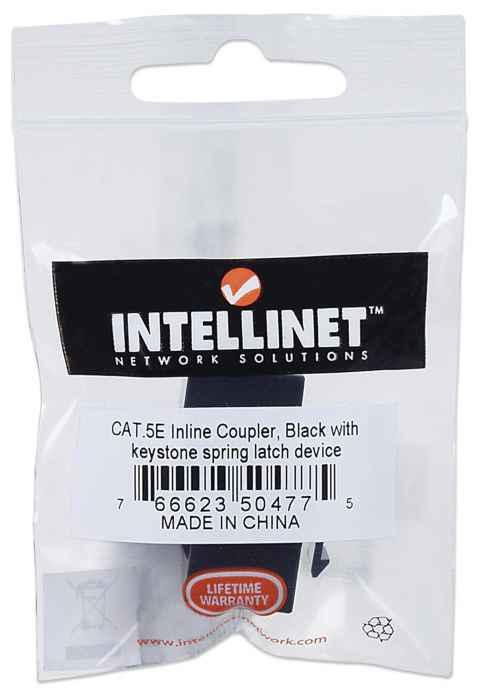 Intellinet Inline Coupler, Cat5e, UTP, Keystone Type, 8P8C Female to 8P8C Female, Black - W125084904