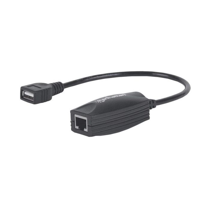 Manhattan USB Line Extender, for use with Cat5e network cable (not included), extends USB Device up to 60m, bus power, Black, Blister - W124886943