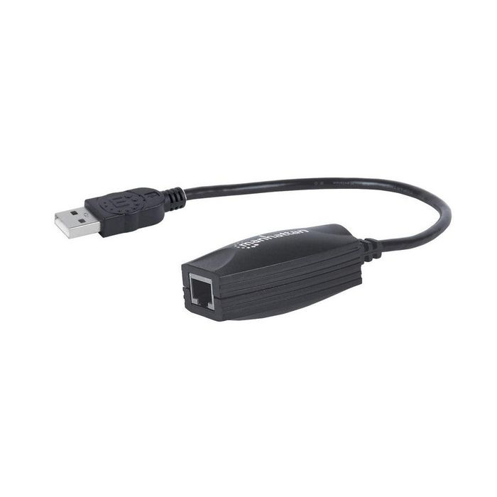 Manhattan USB Line Extender, for use with Cat5e network cable (not included), extends USB Device up to 60m, bus power, Black, Blister - W124886943