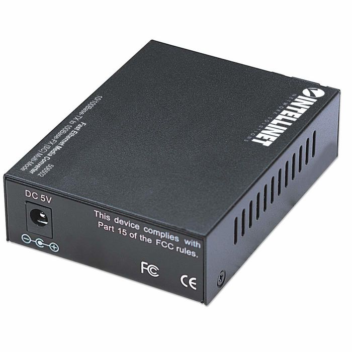 Intellinet Fast Ethernet Media Converter, 10/100Base-Tx to 100Base-Fx (SC) Multi-Mode, 2 km (1.24 mi) (Euro 2-pin plug) - W125305117