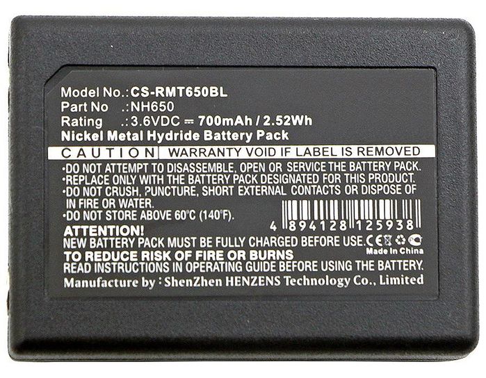 CoreParts Battery for Crane Remote Control 2.52Wh Ni-Mh 3.6V 700mAh Black for Ravioli Crane Remote Control Joy, LNH650 - W125990142