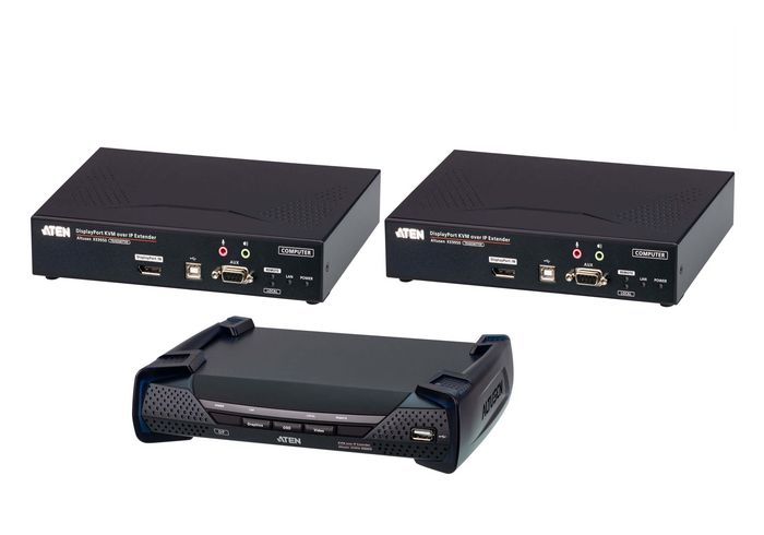 Aten Bundle (2Tx & 1Rx) USB 4K DisplayPort KVM over IP Extender with USB Peripheral Support, Local Console, Power/LAN Redundancy (SFP Slot), RS-232 Control and Audio - W127285124