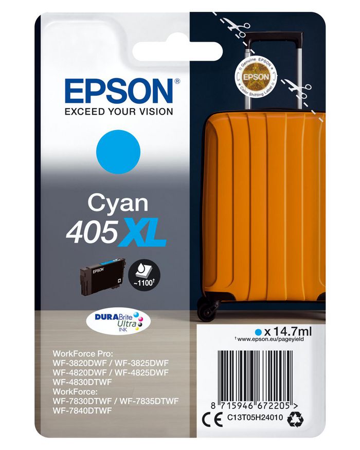 Epson 405XL ink cartridge 1 pc(s) Original High (XL) Yield Cyan - W127349938