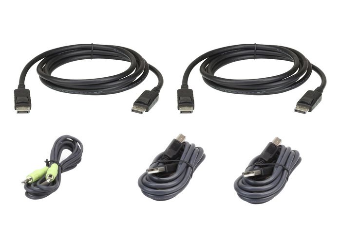 Aten USB DisplayPort Dual Display Secure KVM Cable Kit, 3 m, Black - W125107458