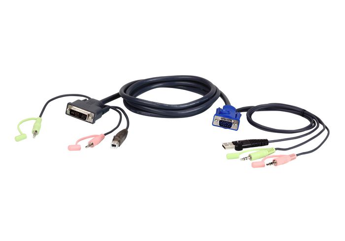 Aten 1.8M USB VGA to DVI-I KVM Cable with Audio - W124791361