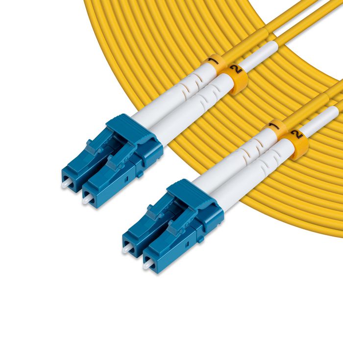 MicroConnect Optical Fibre Cable, LC-LC, Singlemode, Duplex, OS2 (Yellow) 1.5m 90 degrees bend - W128778157