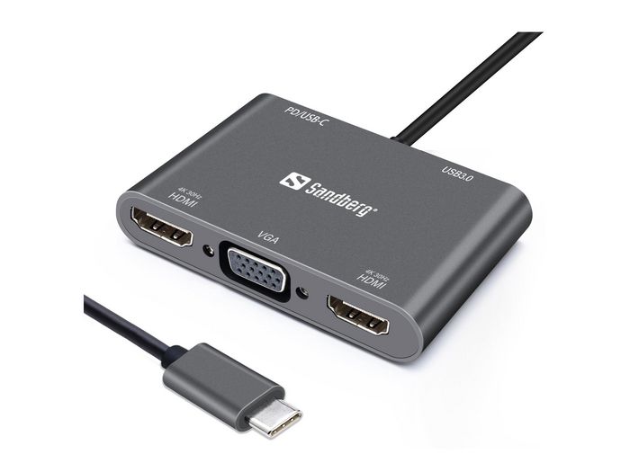 Sandberg USB-C Dock 2xHDMI 1xVGA USB PD - W125502347