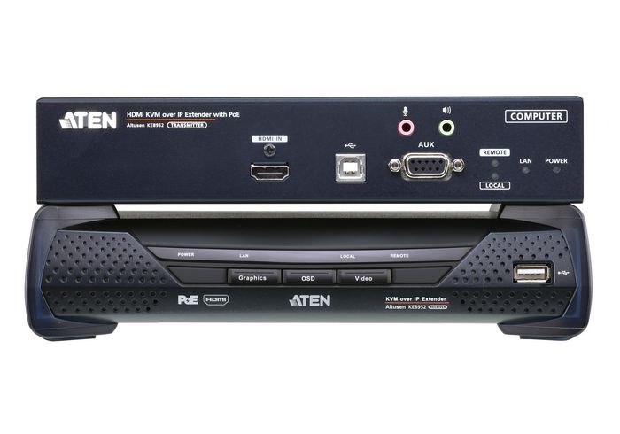 Aten 3840x2160 30Hz, USB, HDMI, DB-9, 3.5mm, RJ-45, SFP, DC - W125159444