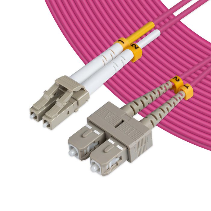 MicroConnect Optical Fibre Cable, LC-SC, Multimode, Duplex, OM4 (Erica Violet), 10m - W124450428