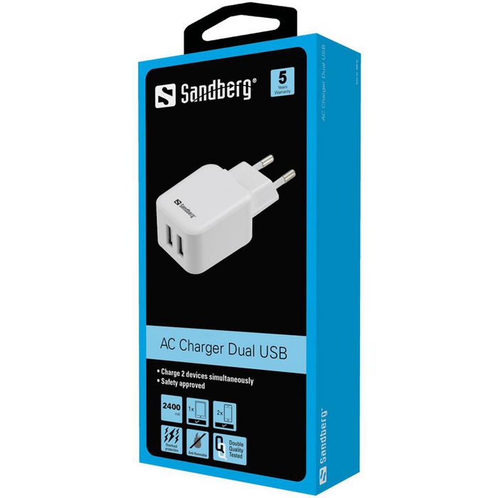 Sandberg AC Charger Dual USB 2.4 1A EU - W124515413