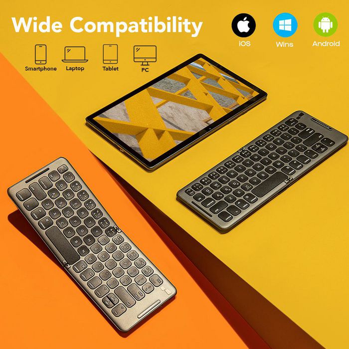 Mobile Pixels Foldable Keyboard, QZERTY, Any brand, Wireless, Bluetooth, Android, Grey - W128116276