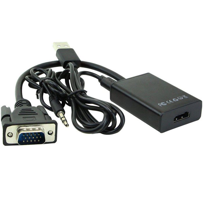 MicroConnect VGA to HDMI, USB, 3.5mm, HDMI Compliant, HDCP ready, Black - W124486266