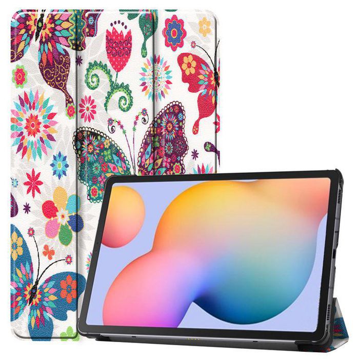 CoreParts Samsung Galaxy Tab S6 Lite 2020-2022 Tri-fold caster hard <br>shell cover with auto wake function - Butterflies Style - W128163467