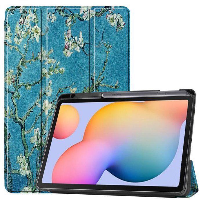 CoreParts Samsung Galaxy Tab S6 Lite 2020-2022 Tri-fold caster TPU cover built-in S pen holder with auto wake function - Blossom Style - W128163531