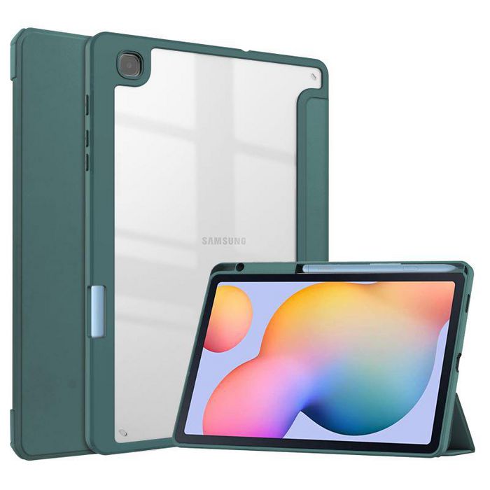 CoreParts Samsung Galaxy Tab S6 Lite 2020-2022 Tri-fold Transparent TPU cover built-in S pen holder with auto wake function - Dark Green - W128163549