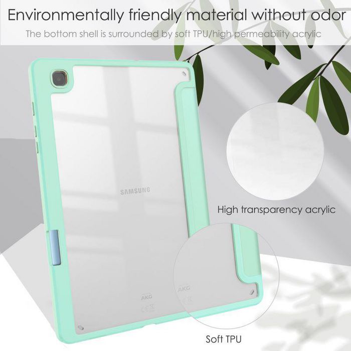 CoreParts Samsung Galaxy Tab S6 Lite 2020-2022 Tri-fold Transparent TPU cover built-in S pen holder with auto wake function - Mint Green - W128163551