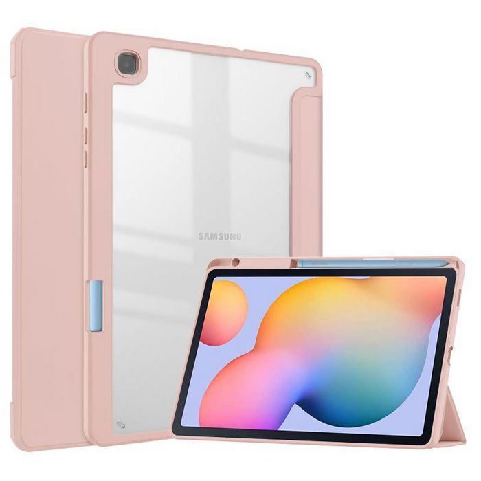 CoreParts Samsung Galaxy Tab S6 Lite 2020-2022 Tri-fold Transparent TPU cover built-in S pen holder with auto wake function - Rose Gold - W128163552