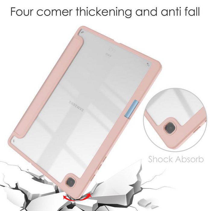 CoreParts Samsung Galaxy Tab S6 Lite 2020-2022 Tri-fold Transparent TPU cover built-in S pen holder with auto wake function - Rose Gold - W128163552