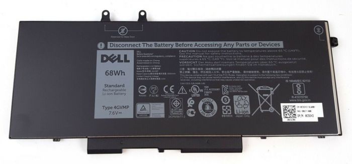 Dell Battery, 68WHR, 4 Cell, Lithium Ion - W125709381