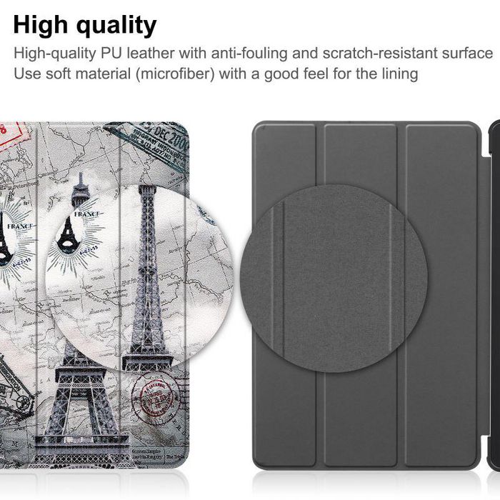 CoreParts Cover for Xiaomi Redmi Pad 10.61 2022. Tri-fold Caster Hard Shell Cover with Auto Wake Function - Eiffel Tower Style - W128169311