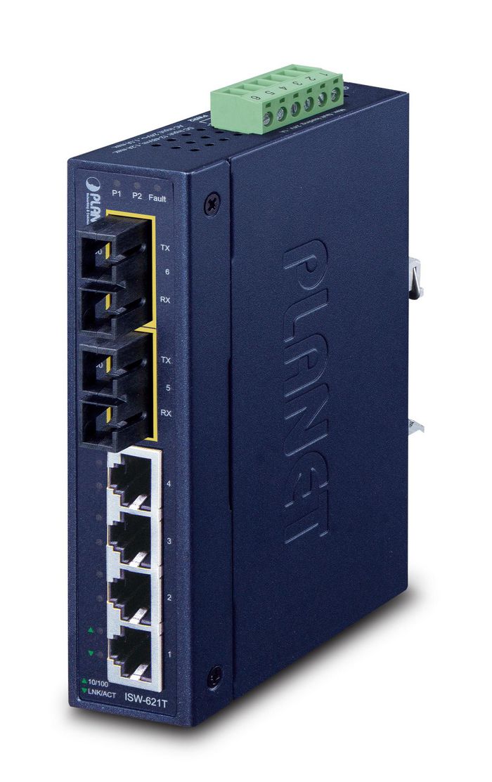 Planet 4-Port 10/100Base-TX + 2-Port 100Base-FX Industrial Ethernet Switch with Wide Operating Temperature (-40~75 degrees C) - W124456610
