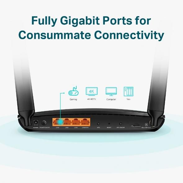 TP-Link 4G+ Cat6 Ac1200 Wireless Dual Band Gigabit Router - W128560439