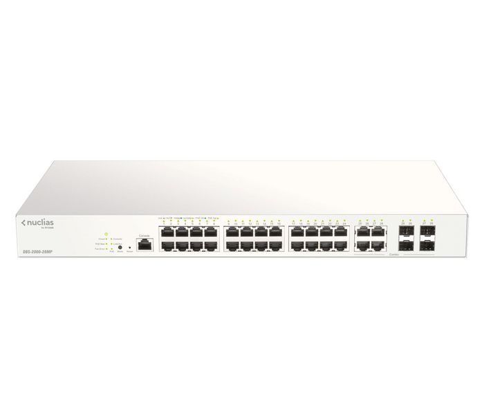 D-Link 28-Port Gigabit PoE+ Nuclias Smart Managed Switch including 4x 1G Combo Ports, 370W (With 1 Year License) - W128107058