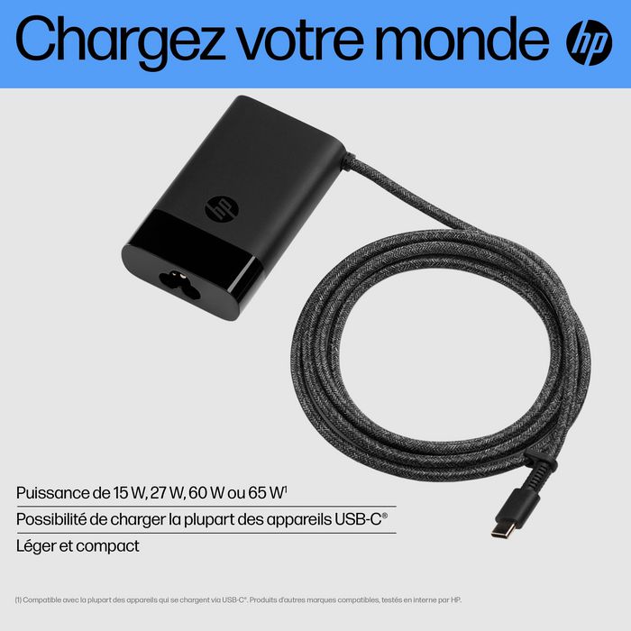 HP Chargeur pour ordinateur portable USB-C 65 W - W128435004