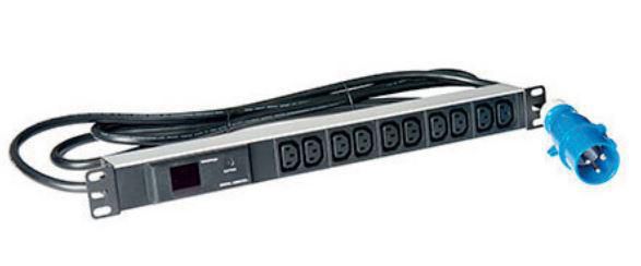 Lanview 19'' rack mount power strip, 3m, 16A with 10 x C13 socket and AMP meter - W125960711