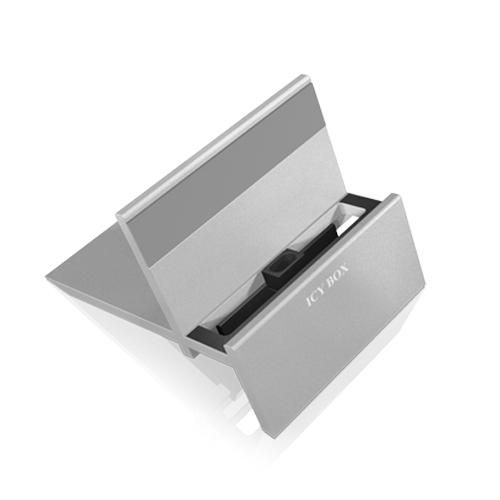 ICY BOX Stand for iPhone/iPod/iPad with Lightning or Dock- Connector connect, Aluminium, Silver - W128215912
