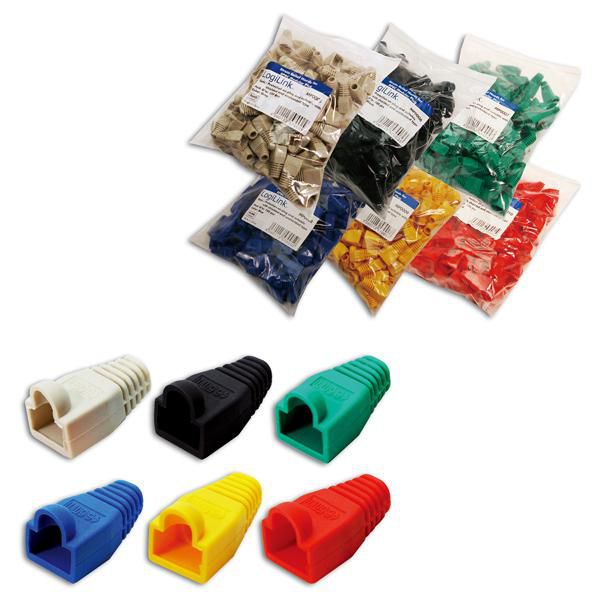 LogiLink MP0010 Proteggi Connettore RJ45 Rosso | Boot Per Cavo Di Rete | Con Etichetta | Confezione Da 100 Pezzi