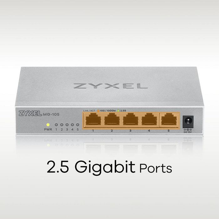 Zyxel MG-105 5 Ports Desktop 2,5G MultiGig unmanaged Switch - W128223013