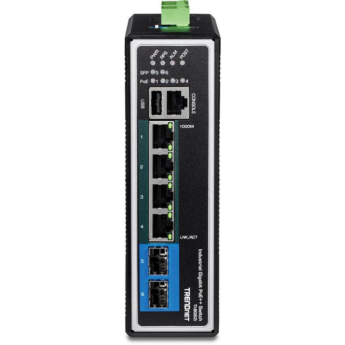 TRENDnet 6-Port Industrial Gigabit L2+ Managed PoE++ DIN-Rail Switch - W126993052