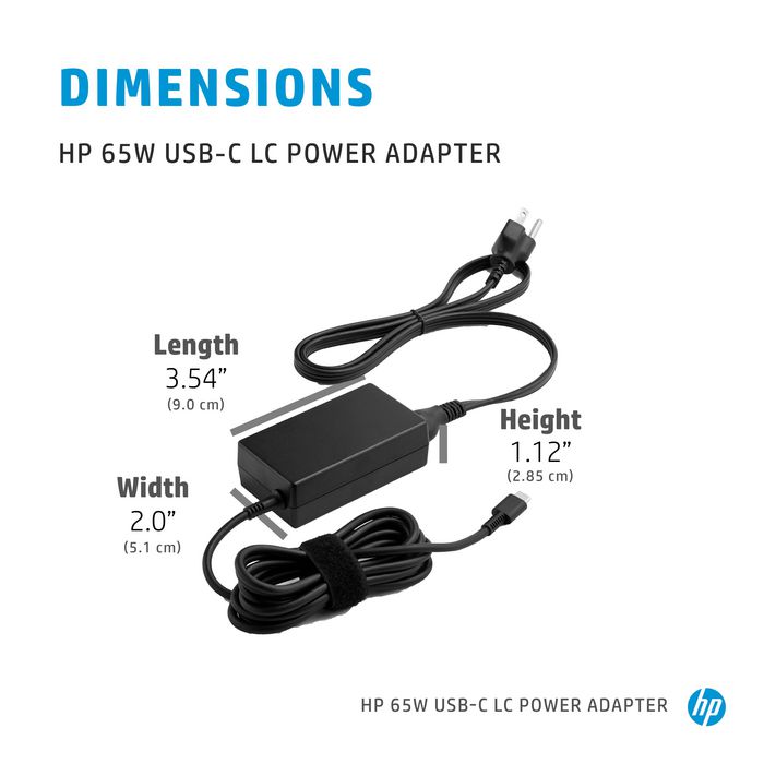 HP 65W USB-C LC Power Adapter, Switzerland Powercord - W128435007