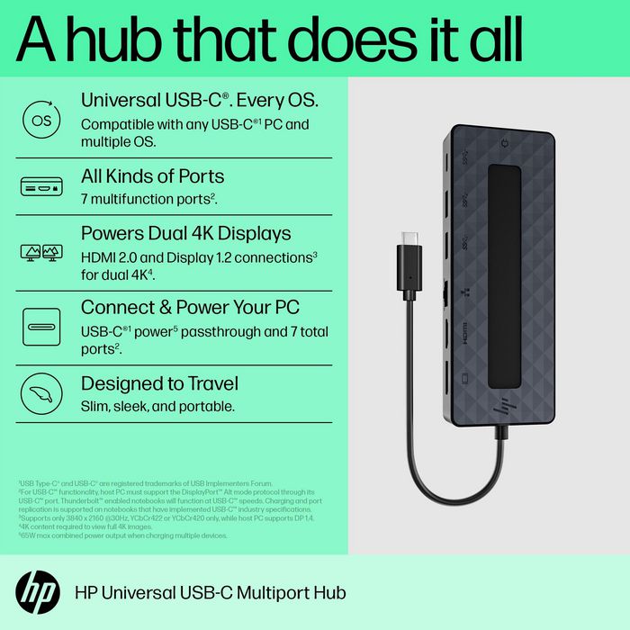 HP Concentrateur multiport USB-C universel HP - W126811181