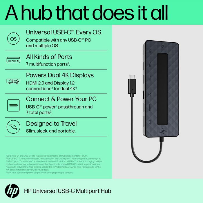 HP Universal USB-C Multiport Hub No AC Adapter - W127067327