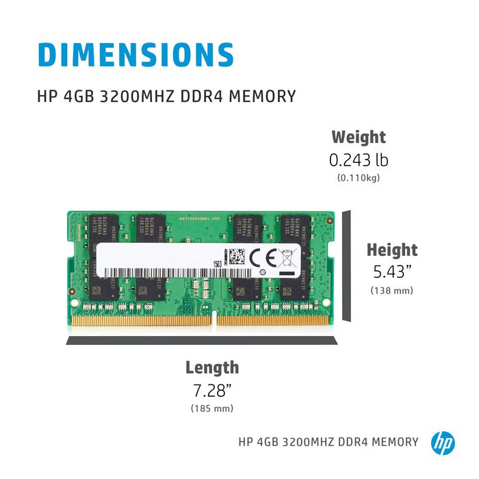 HP 4 GB 3200MHz DDR4 Memory - W126339375