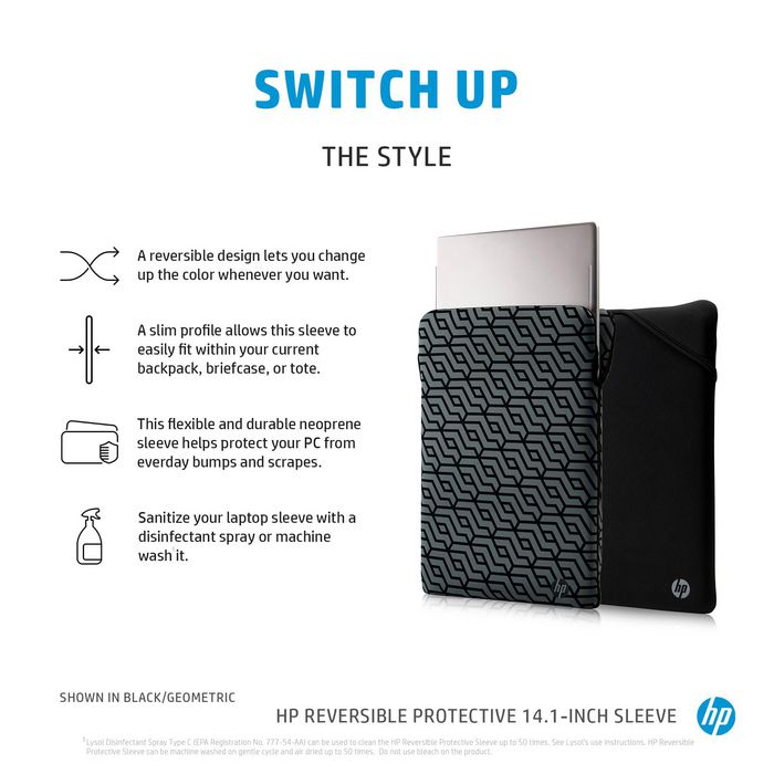 HP Housse de protection réversible pour ordinateur portable 14,1 pouces (bleu) - W126262625