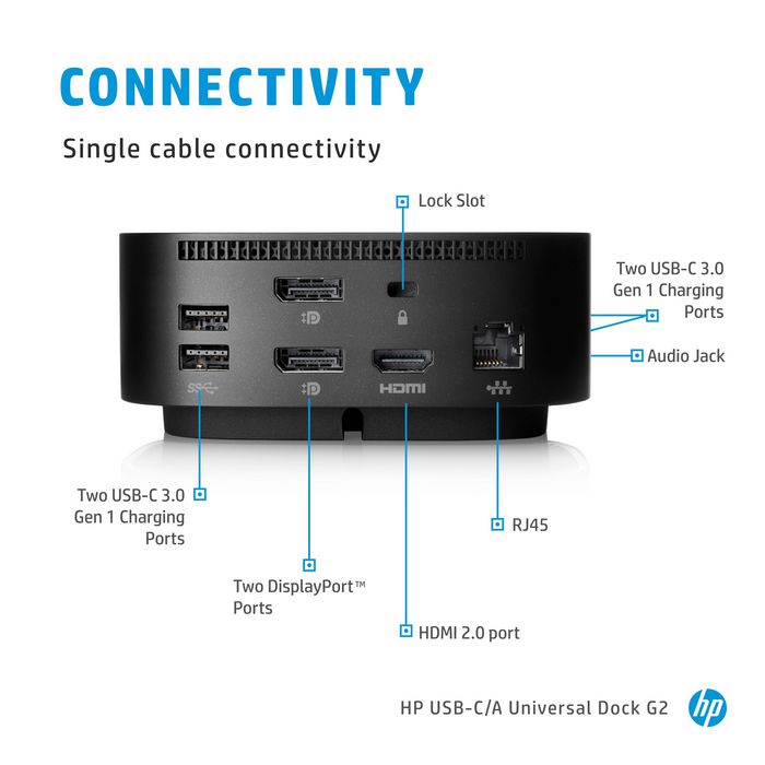 HP USB-C/A Universal Dock G2, Black - W124825890