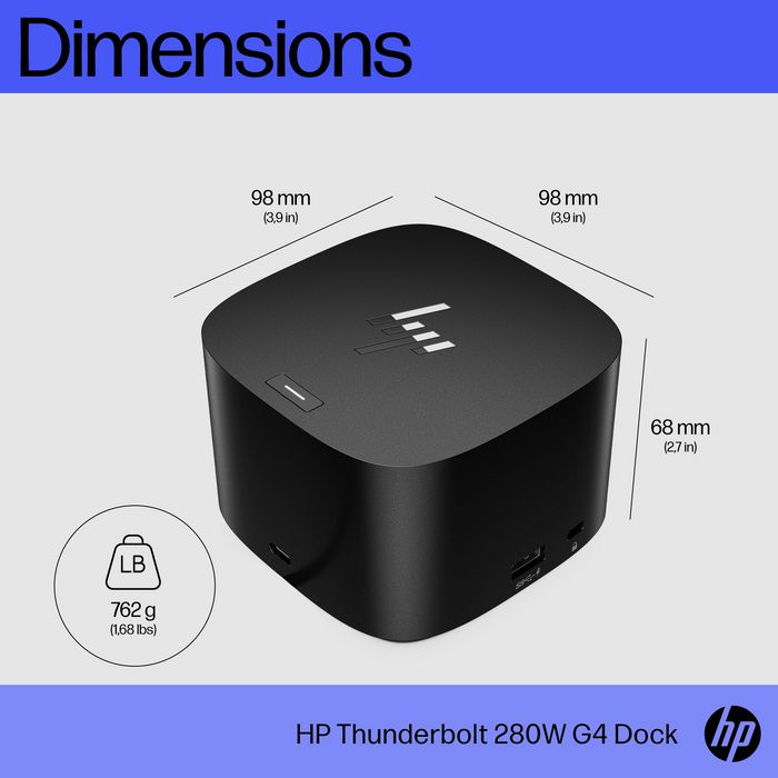 HP Station d’accueil Thunderbolt 280 W G4 avec câble combo - W128150413