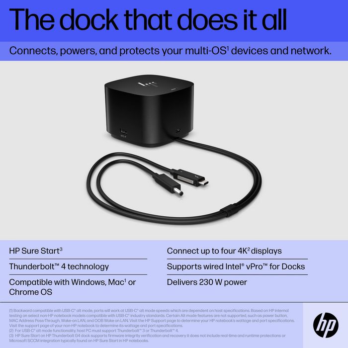 HP Thunderbolt Dock 280W G4 Dock w/Combo Cable - W126920096