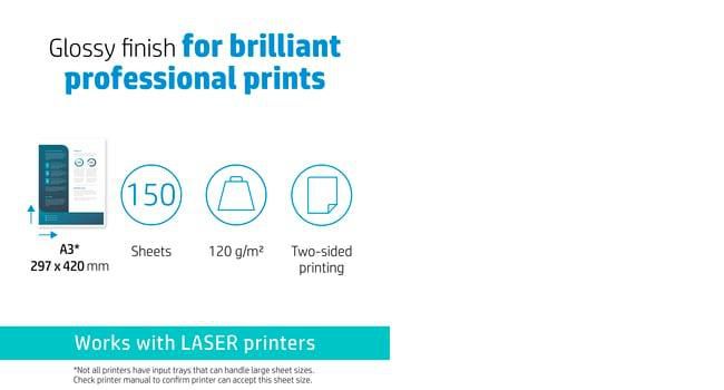 HP Everyday Laser Glossy FSC Paper 120 gsm-150 sht/A3/297 x 420 mm - W125506091