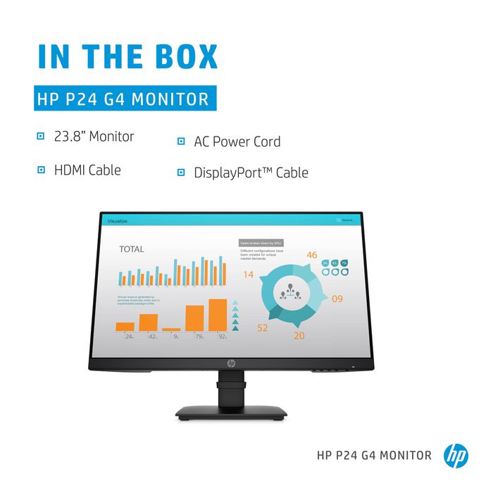 HP 60.5cm (23.8") Full HD 1920 x 1080 IPS, 16:9, 250cd/m², 14ms, 178°/178°, 1000:1 - W126078292
