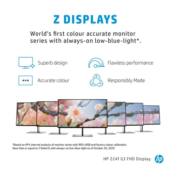 HP Z24f G3 60.5 cm (23.8") 1920 x 1080 pixels Full HD Silver - W126082578