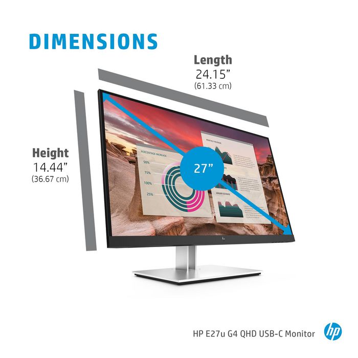 HP E27u G4 68,6 cm (27") 2560 x 1440 pixels Quad HD Noir, Argent - W127067741